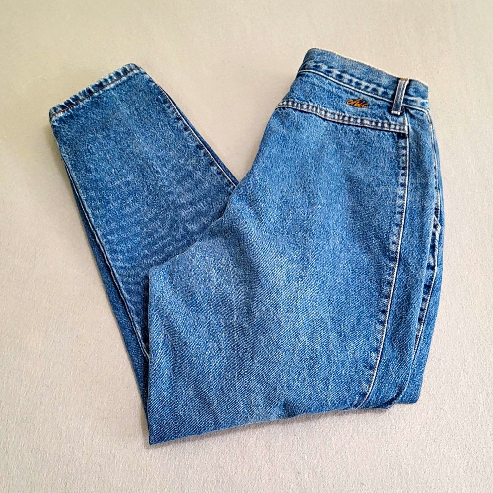 VTG 90s Chic High Rise Waisted Pleated Denim Blue Mom Jeans Women's Plus 18 Avg